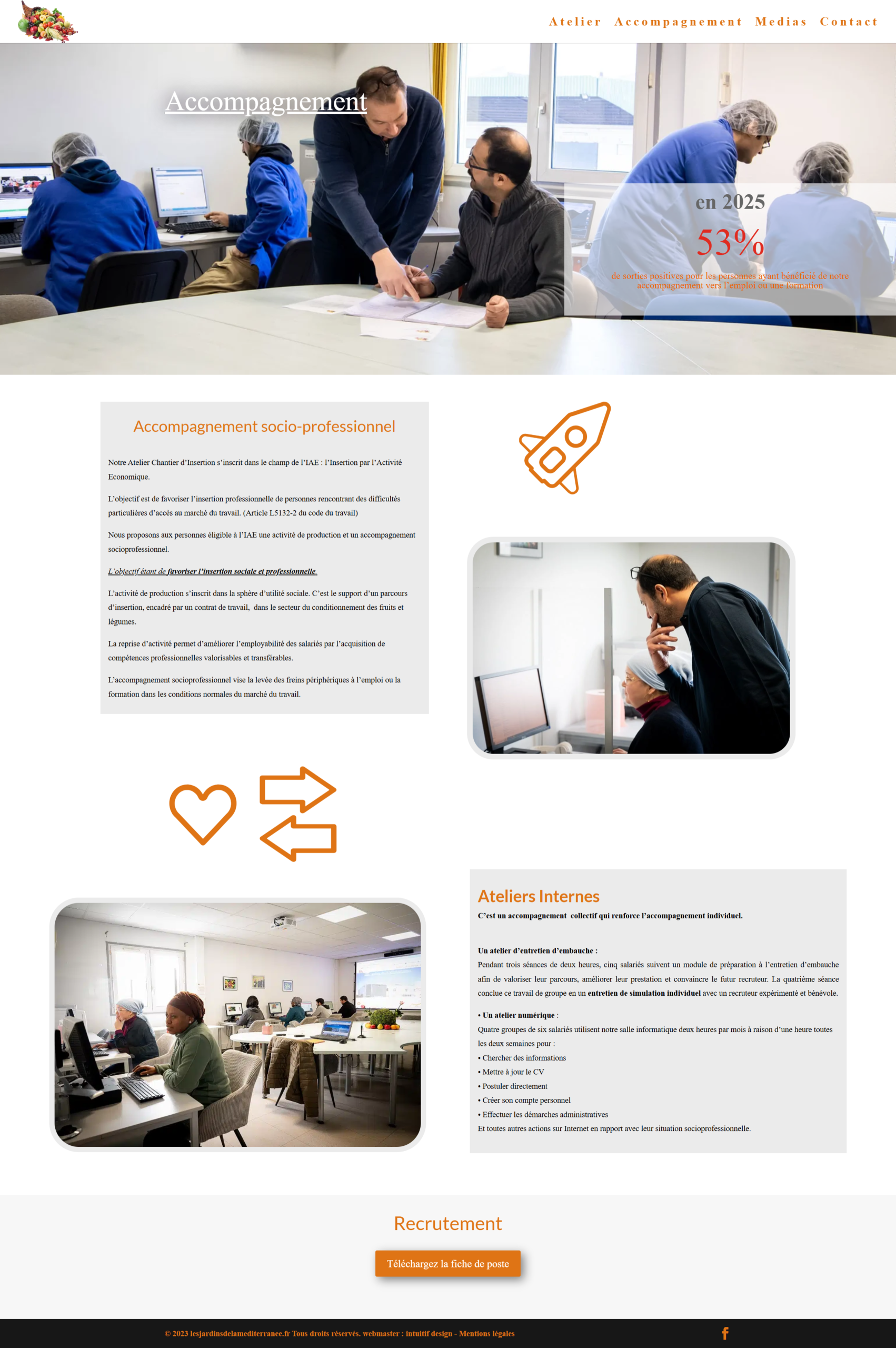 Accompagnement socio-professionnel Site WordPress créé pour bagatelle